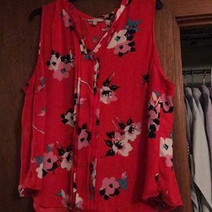 41 Hawthorn sleeveless red floral blouse